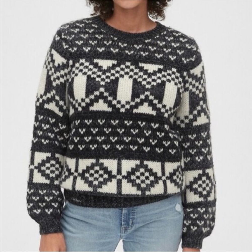 GAP Black and White Patterned Women's Sweater